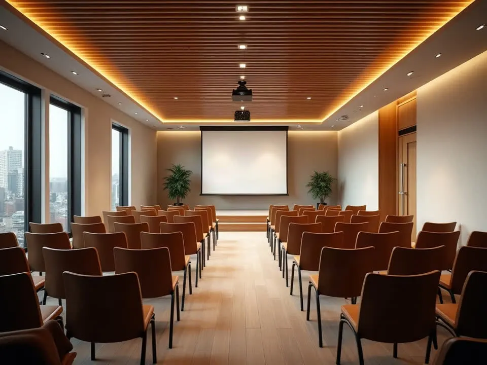 Illustration of a seminar hall with theatre-style seating
